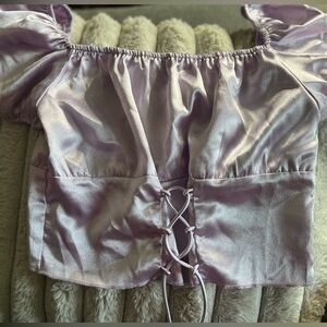 Fashion Nova Lavender Satin Lace-Up Chemise